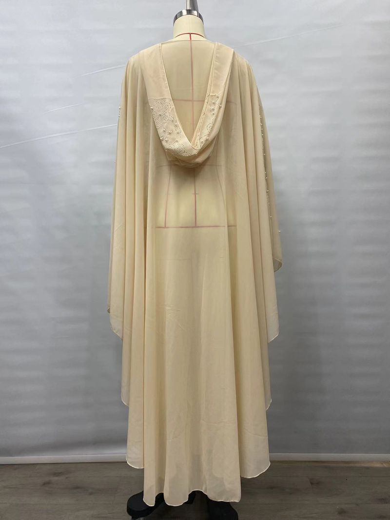 Robe cravejado de strass, xale muçulmano, vestido com capa e capuz, manga morcego, mais vendido_voghion.com