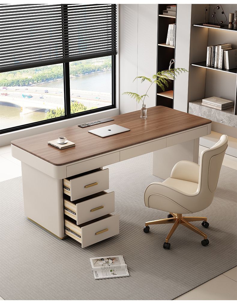 Nogueira Madeira Maciça Leve Luxo Moderno Minimalista Sensação de Alta Qualidade Casa Estudo Sala de Estar Computador Estação de Trabalho Mesa de Escritório_voghion.com