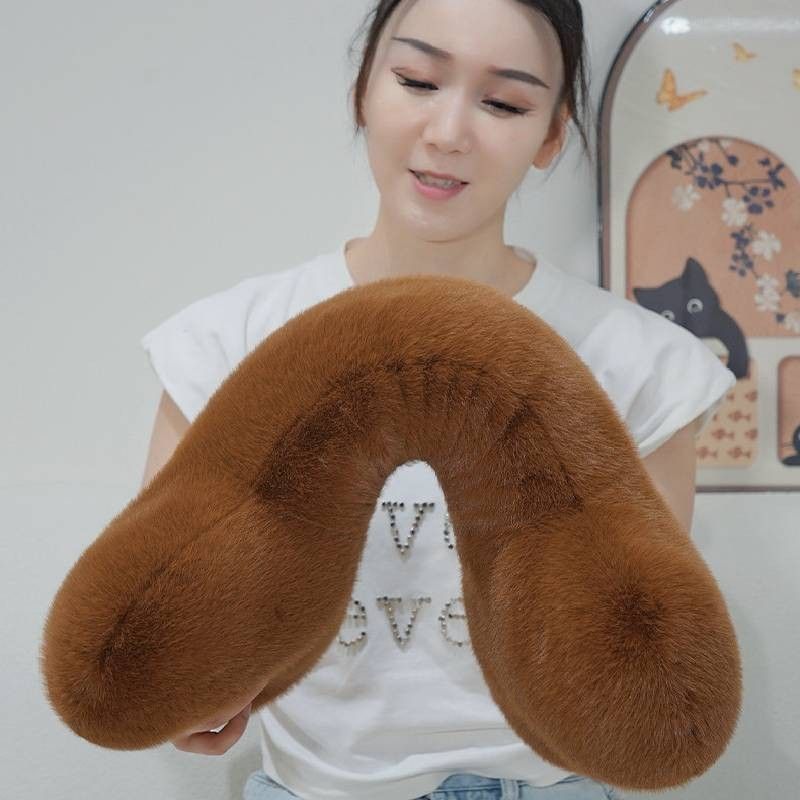 Bone Shaped Large Premium Plush Pillow For Dogs And Cats With Soft Short Plush Fabric In Caramel Almond And Creamy White Colors Comfort For Cozy_voghion.com