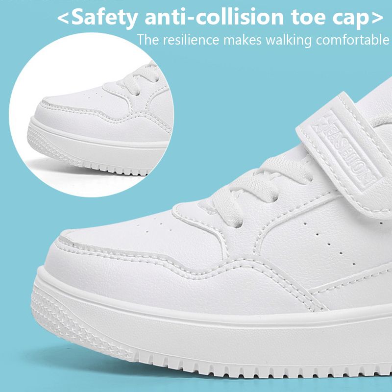 Baskets décontractées en cuir noir pour enfants, chaussures de marche plates antidérapantes pour filles, chaussures de sport légères et de Tennis_voghion.com