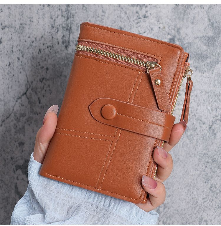 Neu Damen Geldbörse PU Leder Kurzen Reißverschluss Geldbörse Drei-Fach Brieftasche_voghion.com