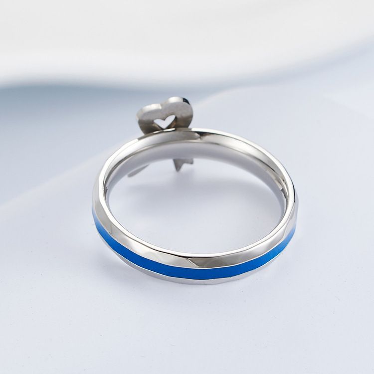 Caring for autistic children blue ribbon titanium steel ring autism care day blue action ring_voghion.com