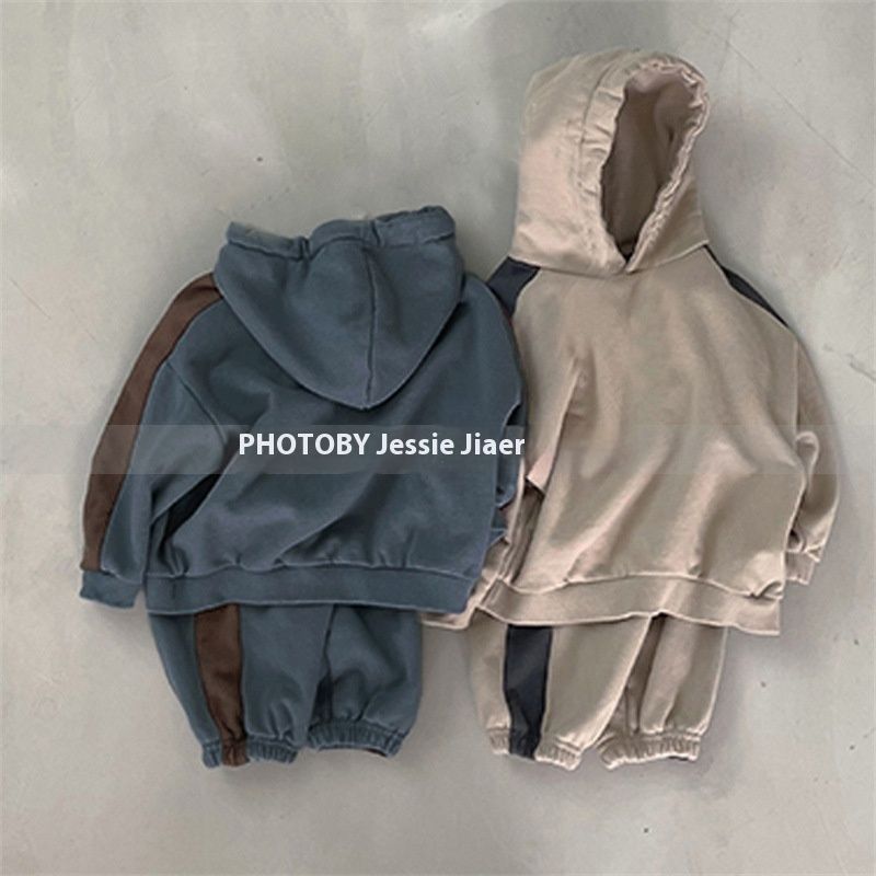 Abbigliamento invernale per bambini Ins versione coreana, nuovo per ragazzi e ragazze, felpa con cappuccio patchwork alla moda, casual_voghion.com