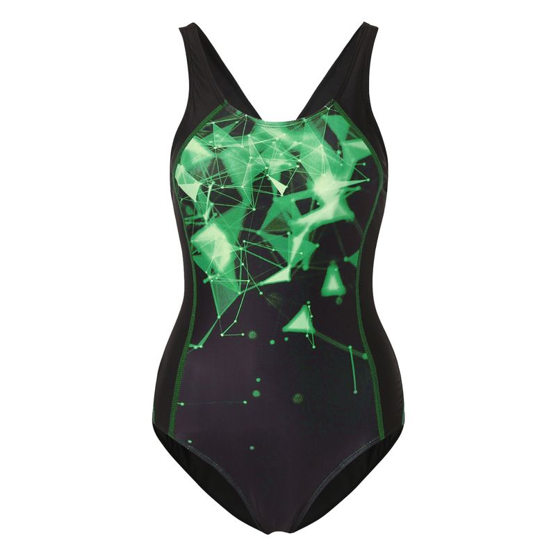 Nuevo traje de baño de competición europeo y americano para mujer. Bañador deportivo de una pieza ajustado con estampado de rayas._voghion.com