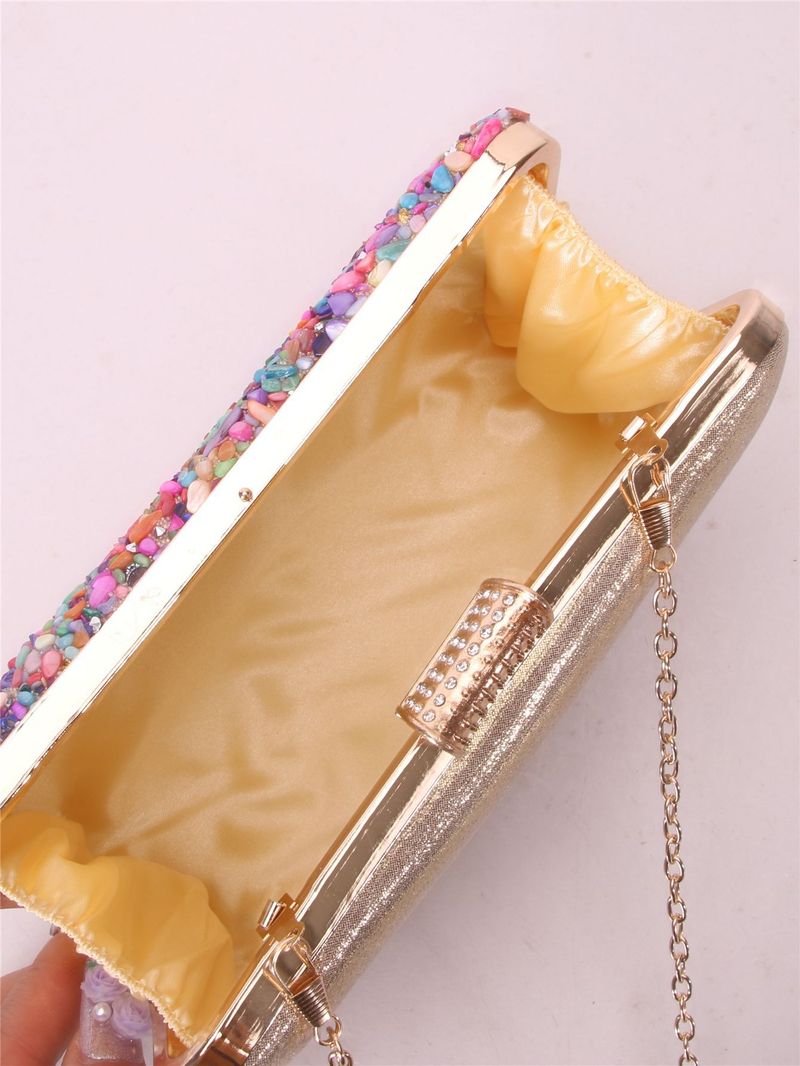 Borsa da sera con ciondolo in pietra colorata alla moda e brillante, squisita pochette_voghion.com