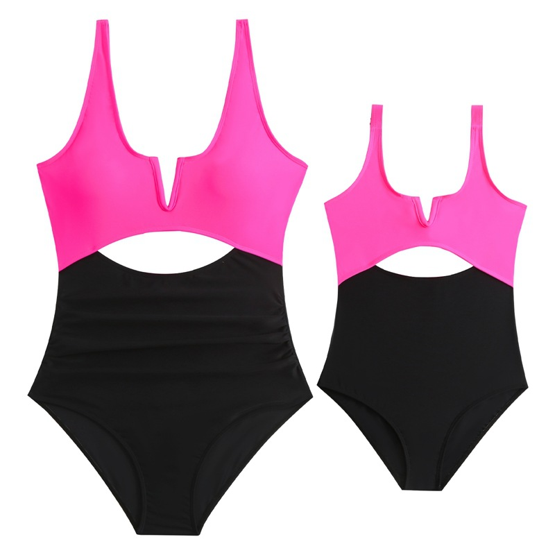 Maillot de bain familial maillot de bain nylon match couleur maillot de bain familial Huludao ins vent maillot de bain une pièce_voghion.com