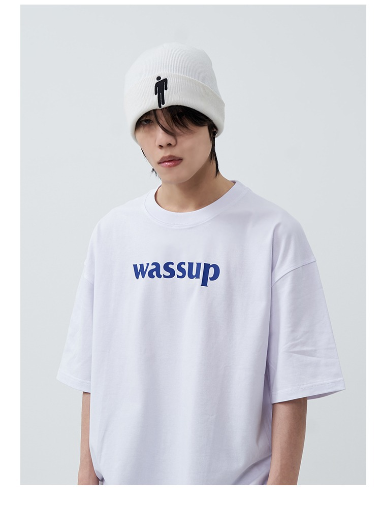 WASSUP HEODS Hip-Hop-Sommer-T-Shirt aus reiner Baumwolle, 280 g schwer, kurzärmelig für Herren_voghion.com