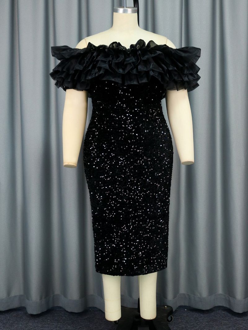Abito da donna con paillettes in rete. Abito da festa_voghion.com