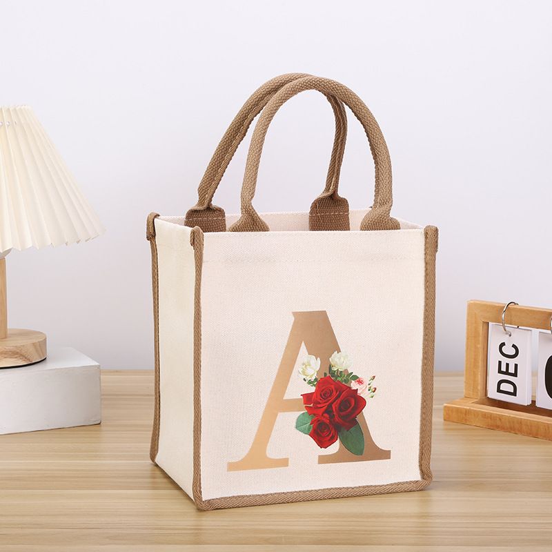 Leinwand Ölgemälde große Kapazität umweltfreundliche Einkaufstasche Lunchbox Tragetasche_voghion.com