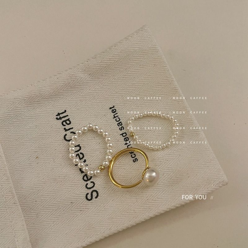 Shi Jia Light Luxury Mini Beaded Elastic Rope with No Hand Circumference Temperament Freshwater Pearl Ring_voghion.com