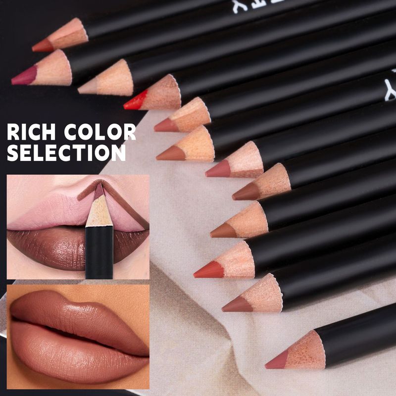 SHCOETY 12-Color Lip Liner Set - Nude Matte Lipsticks, Long-Lasting & Transfer-Proof Makeup_voghion.com