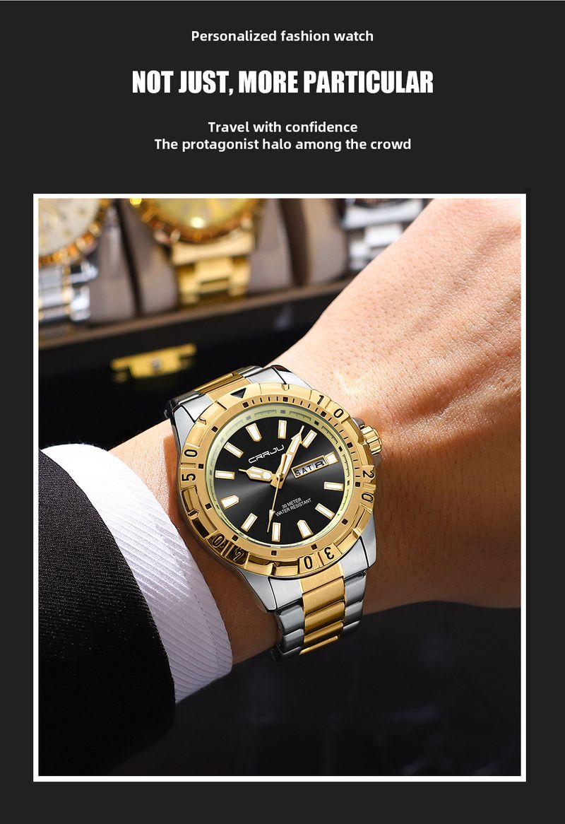 Men's Waterproof Quartz Watch With Large Dial, Date Display, And Business Style, Alloy Case, Mineral Glass, 30M Water Resistance_voghion.com