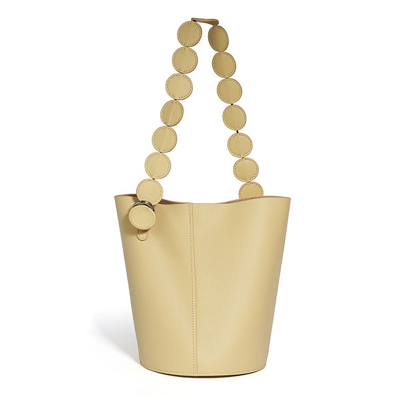 Borsa a secchiello da donna, a tracolla, da pendolare, con design di nicchia, di alta qualità, a mano, con tracolla, in pelle di mucca, alla moda._voghion.com