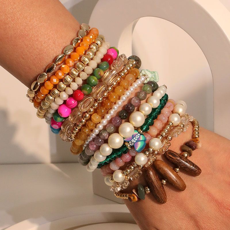 Böhmische Glas Perle Perlen Mode Multi-schicht Stapeln Armband Heißer Verkauf_voghion.com