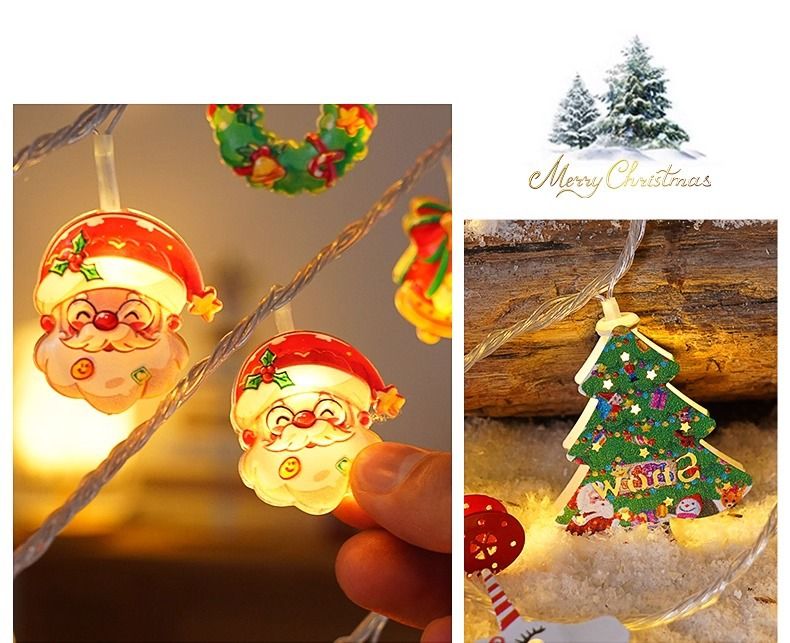 Decorative Christmas Tree Hanging Warm Light Acrylic Snowman Decoration Props Elderly Reindeer Colorful String Lights_voghion.com