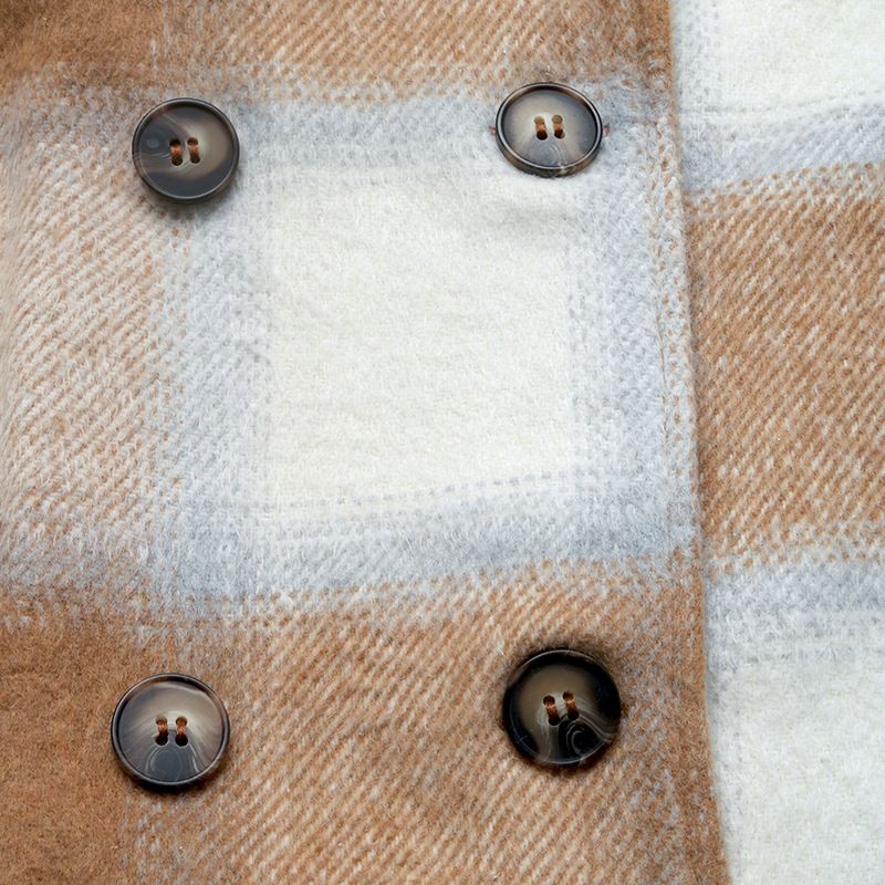 2025 New Cross-border Casual Retro Style Medium And Long Double-breasted Suit Collar Polished Plaid Jacket_voghion.com