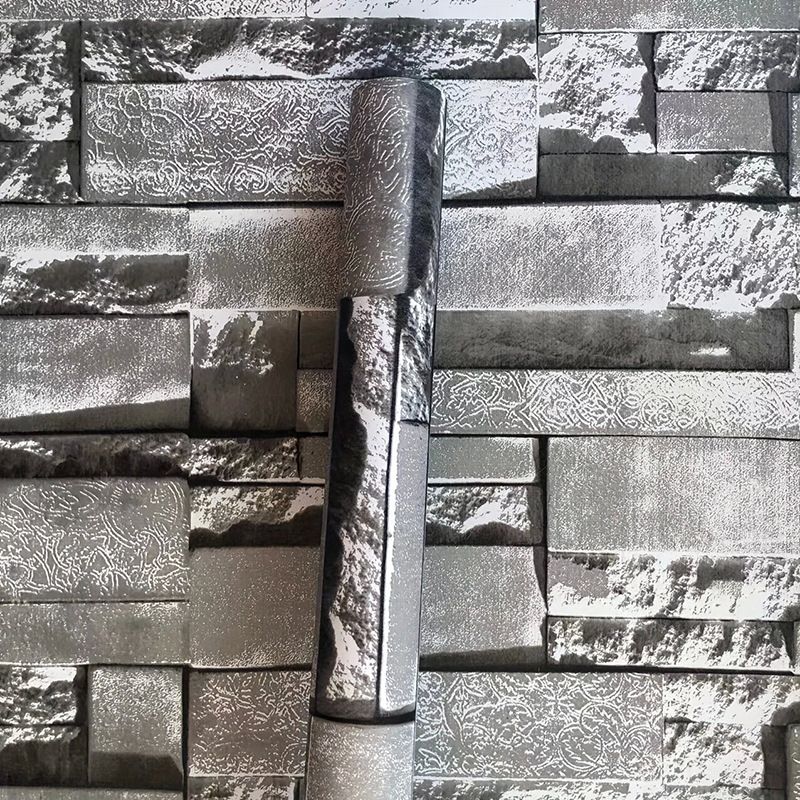 3D Pattern For Restaurant Hair Salon Clothing Store Background Wall Gray Brick Wallpaper_voghion.com