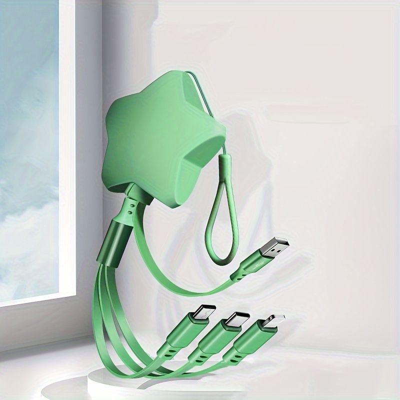 1 Stück 3-in-1 Pentagramm-Schnellladekabel, einziehbar – Universal USB-C auf Micro USB für iPhone 12/11/X/XS/XS Max, für Samsung, für Xiaomi, Huawei_voghion.com