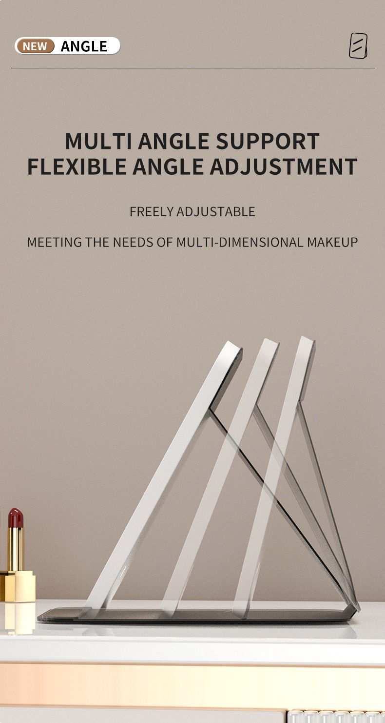 Specchio da trucco da viaggio, specchio da trucco portatile con illuminazione a LED, specchio da trucco con touch screen con rotazione a 360°, specchio cosmetico pieghevole da tavolo ricaricabile_voghion.com