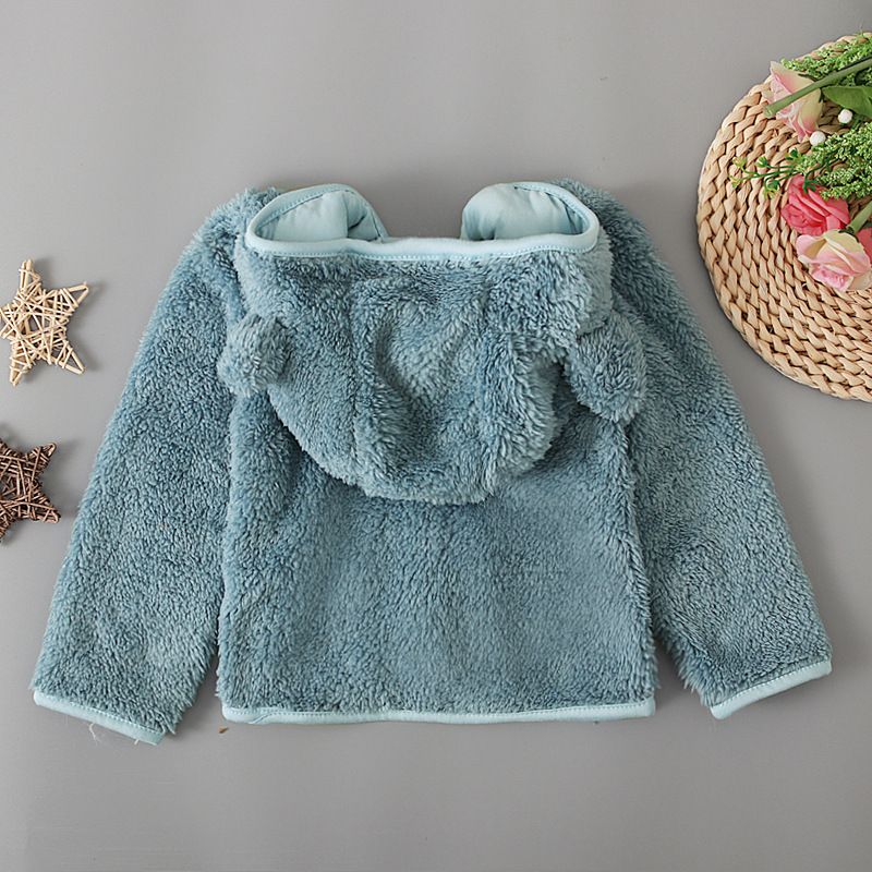 Capispalla con cappuccio caldo con cerniera superiore a maniche lunghe in peluche a maniche lunghe primaverili e autunnali per bambini e ragazze_voghion.com