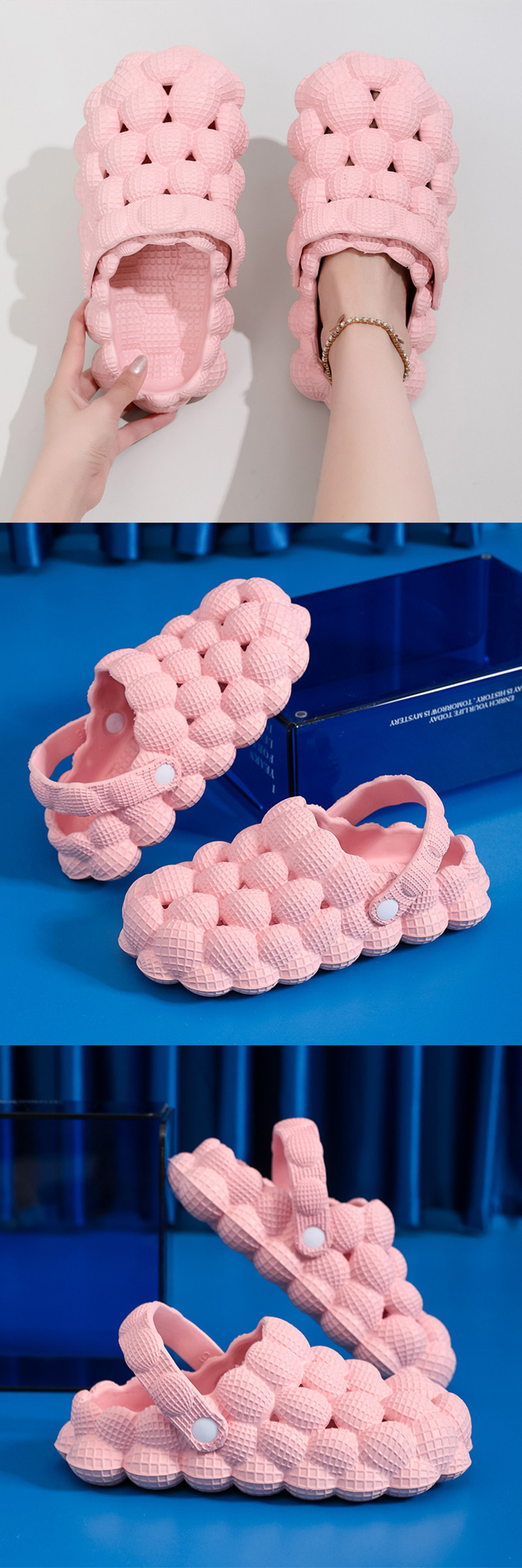 Slingback-Bubble-Slides für Damen für den Innen- und Außenbereich, solide, rutschfeste EVA-Hausschuhe, Damenschuhe_voghion.com