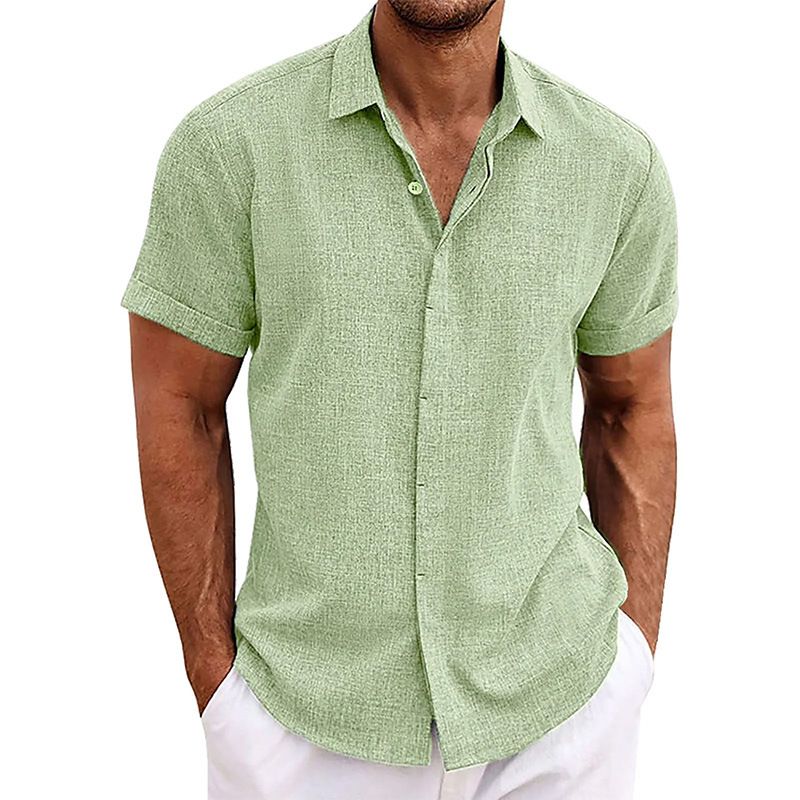 Men's Clothing Men's Linen Short Sleeved T Shirts Loose Undershirt Solid Color Short Sleeved Cotton And Linen Shirts_voghion.com