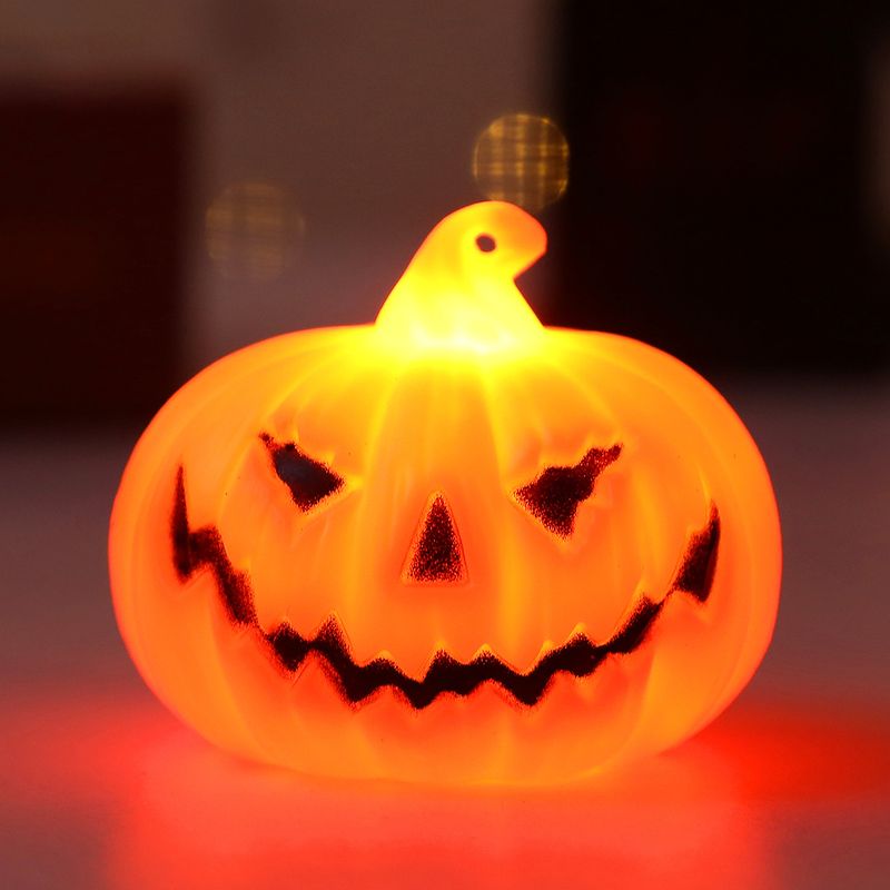 Glow-in-theark Plastic Halloween Pumpkin Lantern - Small Decorative Jack-O'-Lantern For Party, Home & Outdoor Decor_voghion.com