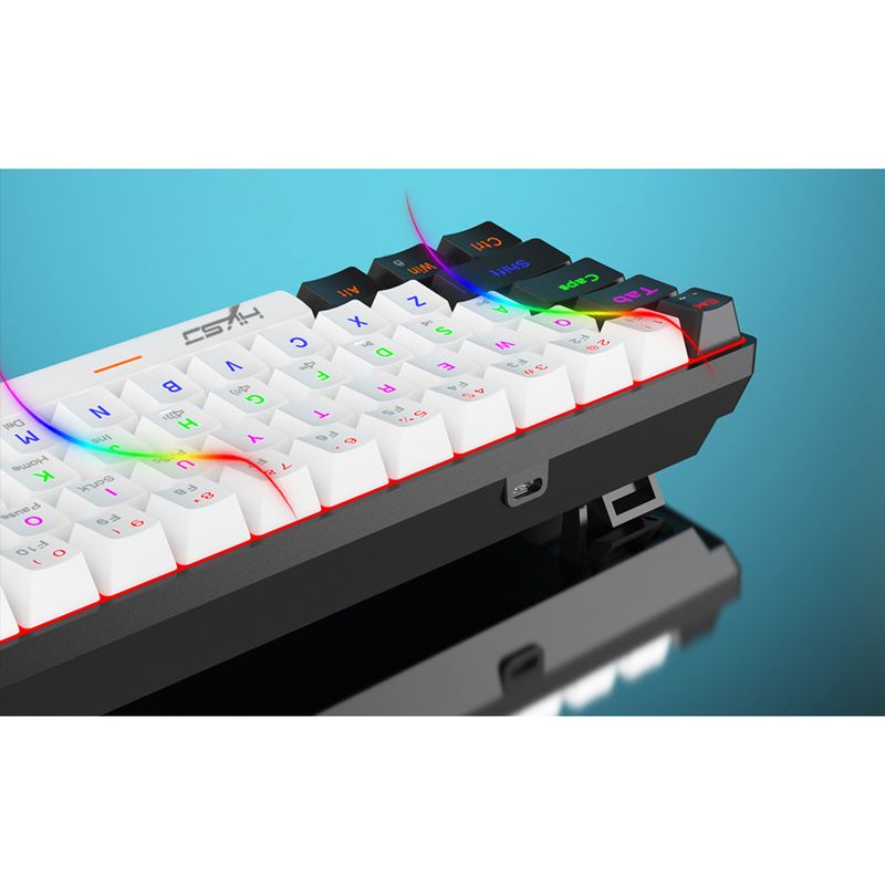 V900BW vezetékes mechanikus gamer billentyűzet 61 billentyűvel és 60%-ban kompakt Green Axis hűvös világítással, hordozható_voghion.com