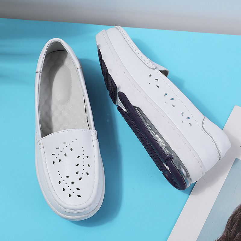 Cuscino per infermiera da donna, morbido e traspirante, confortevole, suola spessa, vera pelle estiva, bianco, comodo e medico_voghion.com