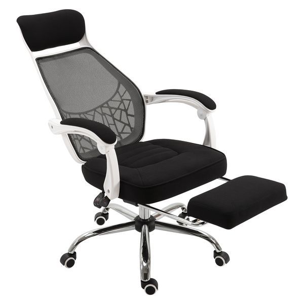 Vinsetto High Back Office Chair Swivel Black/White Adjustable Recliner With Footrest_voghion.com