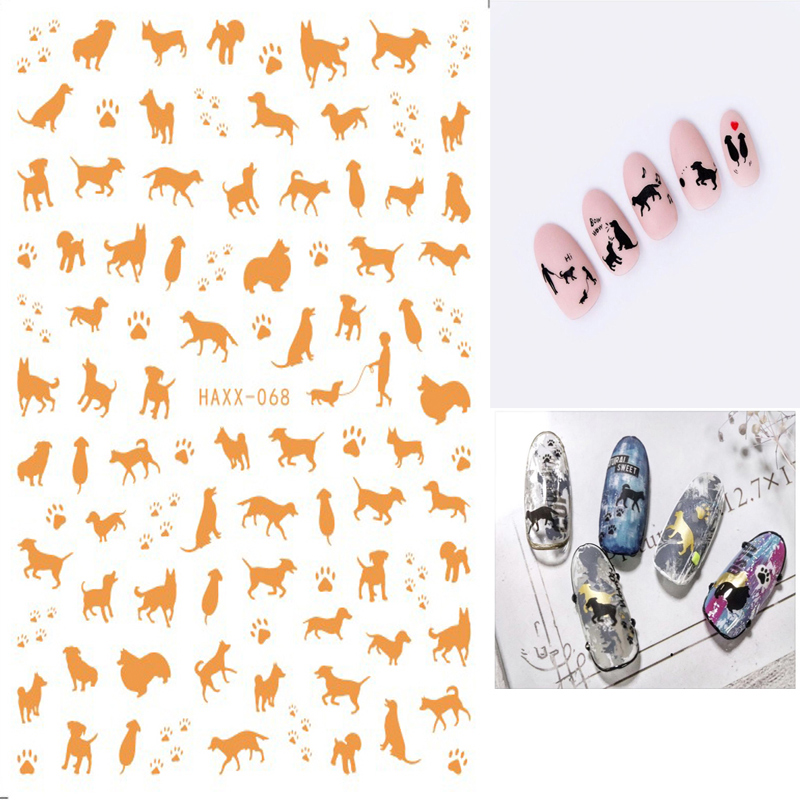 Hunde Katzen Nägel Kunst Maniküre Rückenkleber Aufkleber Dekorationen Design Nagelaufkleber für Nägel Tipps Schönheit Aufkleber Abziehbilder für weibliche Mädchen_voghion.com
