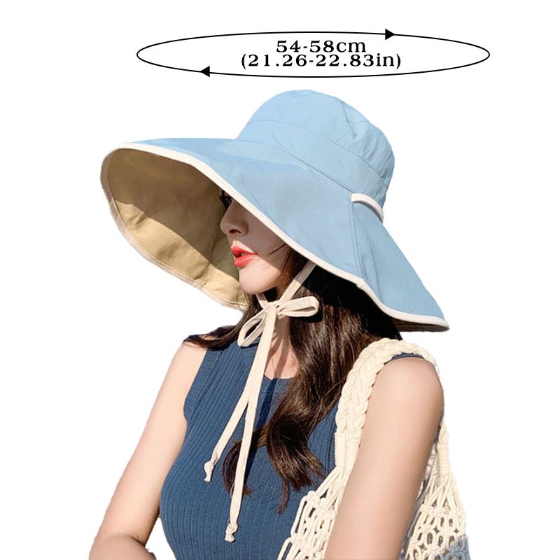 Hot Sale Summer Women Large Brim Fisherman Fashion Korean Girl UV Protection Sun Hat Solid Color Double Sided Panama Basin Cap_voghion.com