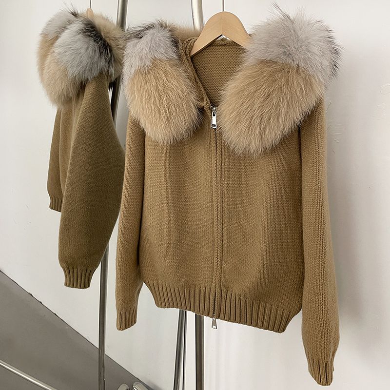 Übergroße Strickjacke mit Kapuze für Damen – weiche Angora-Mischung, Reißverschluss vorne, lässiger koreanischer Stil, unverzichtbar für den Lagenlook im Frühling (mehrere Farben erhältlich)_voghion.com