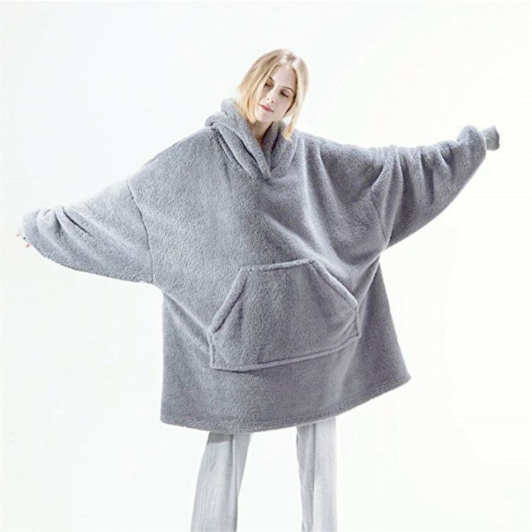 Loose Double Sided Fleece Blanket Couple Style Parent Child Wear Home Clothes_voghion.com