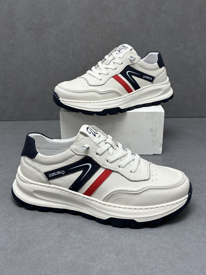 Sneakers bianche leggere, traspiranti, versatili, sportive, alla moda, da uomo, casual, in pelle, con suola spessa, Forrest Gump_voghion.com