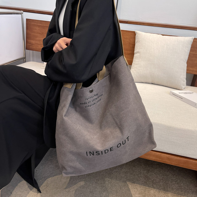 Women Canvas Tote Casual Shoulder Work Bag Large Capacity Crossbody Top Handle Bag Multifunction Big Shopping Cross-body Handbag_voghion.com
