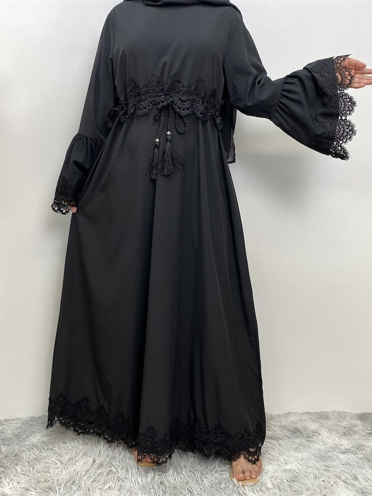 Çok Satan Müslüman Kadın Abaya Ramazan Bayramı Arap Elbisesi Kadın Dubai İşlemeli Bornoz Fas Kaftan Moda Oryantal Elbise Ramazan Siyah_voghion.com