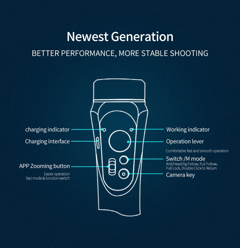 Music Festival Hot fashion best quality Smartphone handheld cheap gimbal with selfie stick_voghion.com