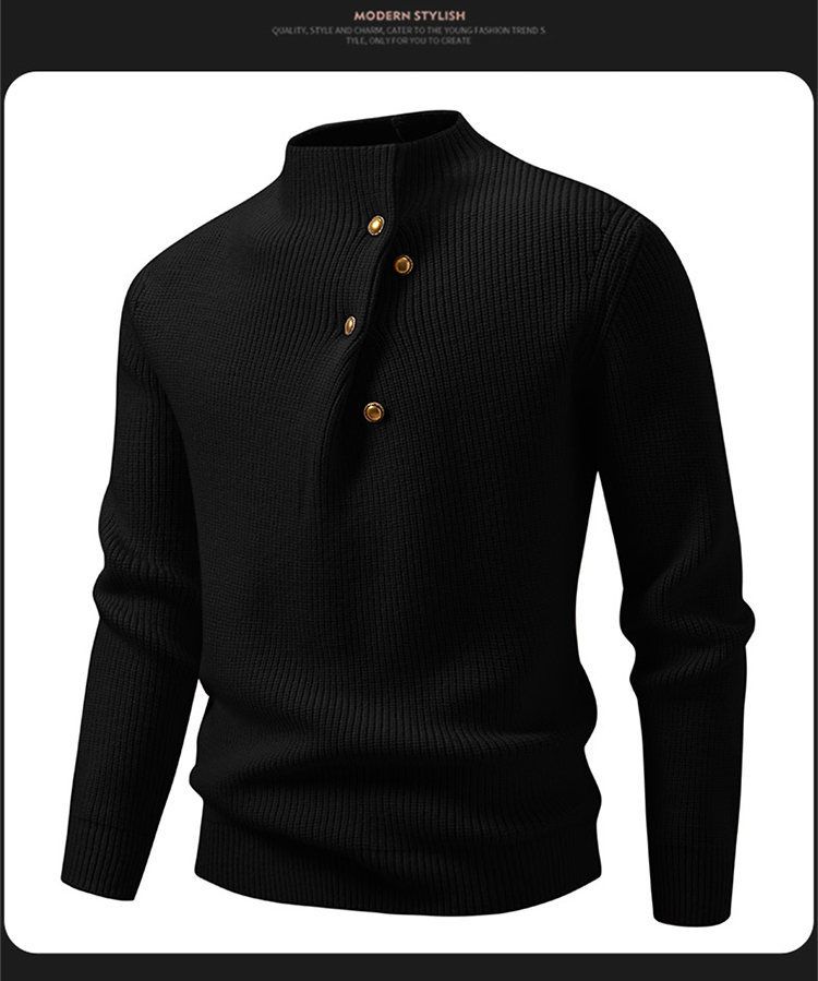 Maglione a collo alto oversize a coste da uomo – Pullover invernale in maglia (bianco/grigio/nero/bordeaux/rosa/marrone, taglie UE dalla M alla 4XL)_voghion.com