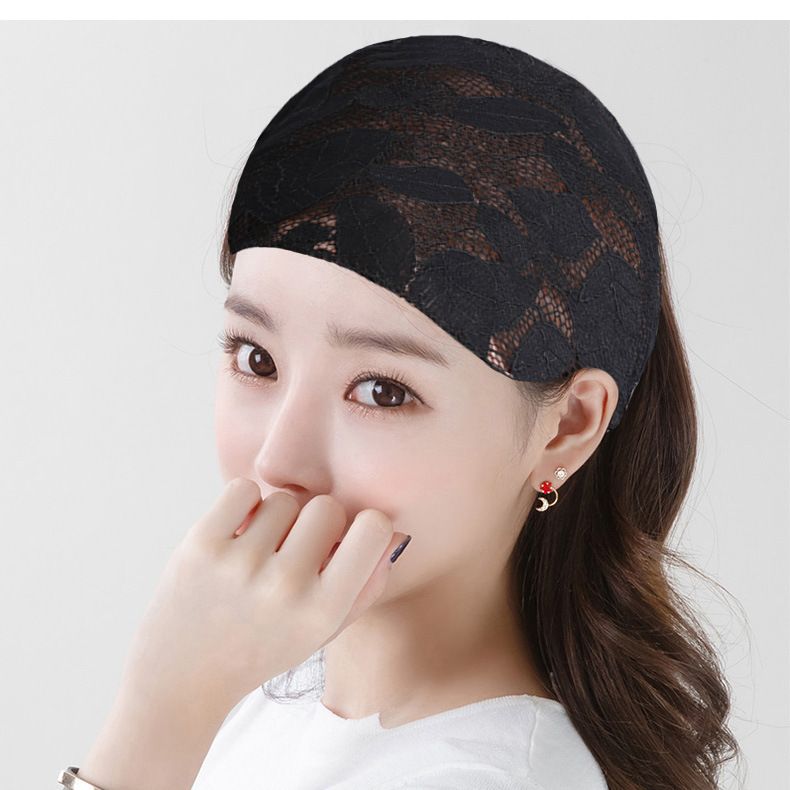 Korean version of women's white hair concealer, lace wide brimmed thin and fashionable front scarf, elastic he,_voghion.com