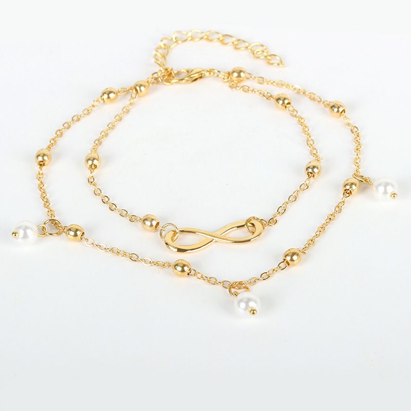 Moud waarm verkafen Perl 8-Wuert Fousskett Bijouen Fraen handgemaachte Perlen Duebelkette Foussschmuck Strand Foussschmuck_voghion.com
