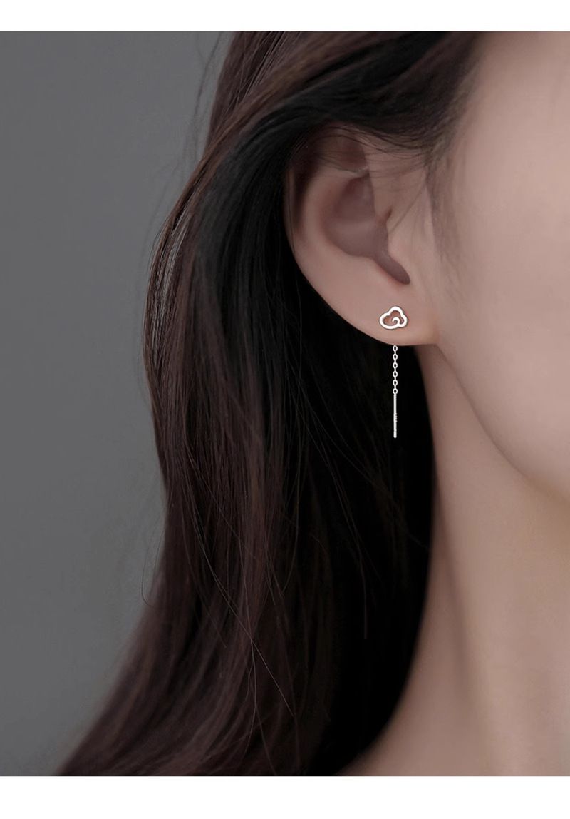 High-Value Cloud Ear Thread 2025 Japanese And Korean Simple Versatile Face-Slimming Elegant Mid-Length Tassel Earrings_voghion.com