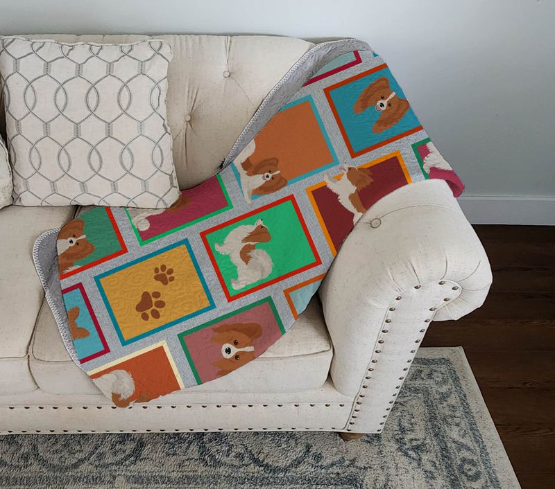Lots of Red and White Papillon Quilted Blanket 50x60 Artwork Pattern Quilted Throw Blanket for Bed, Couch, Sofa, Soft and Lightweight_voghion.com
