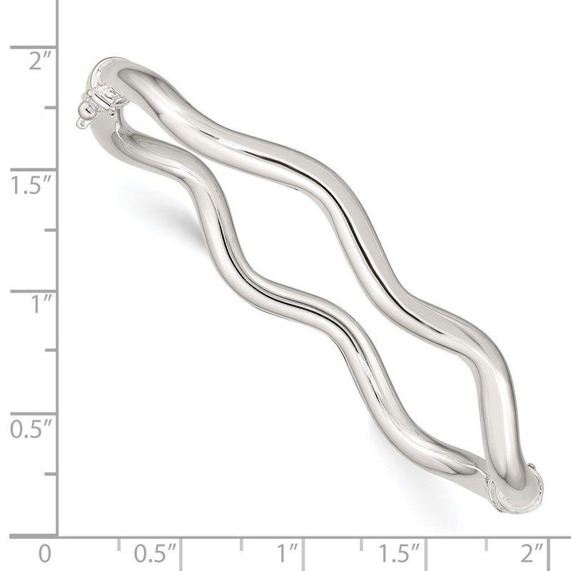 Sterling Silver Polished Wavy Hinged Bangle_voghion.com