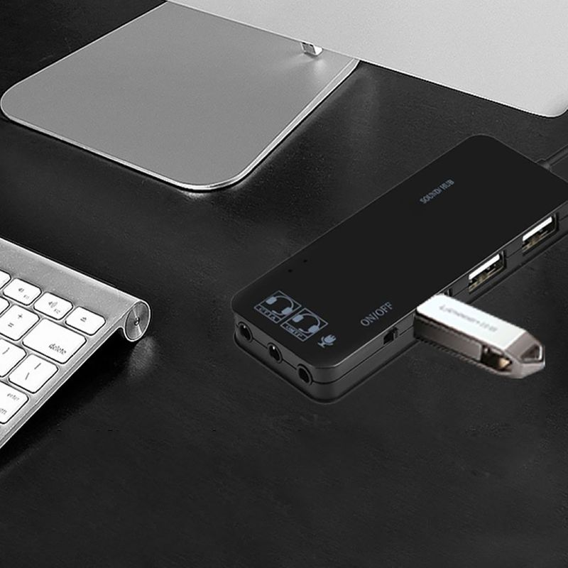 Xinweiqing 7.1 kanalas 3 USB prievadai išorinis garso plokštės šakotuvas garso mikrofono adapteris, skirtas nešiojamam kompiuteriui_voghion.com