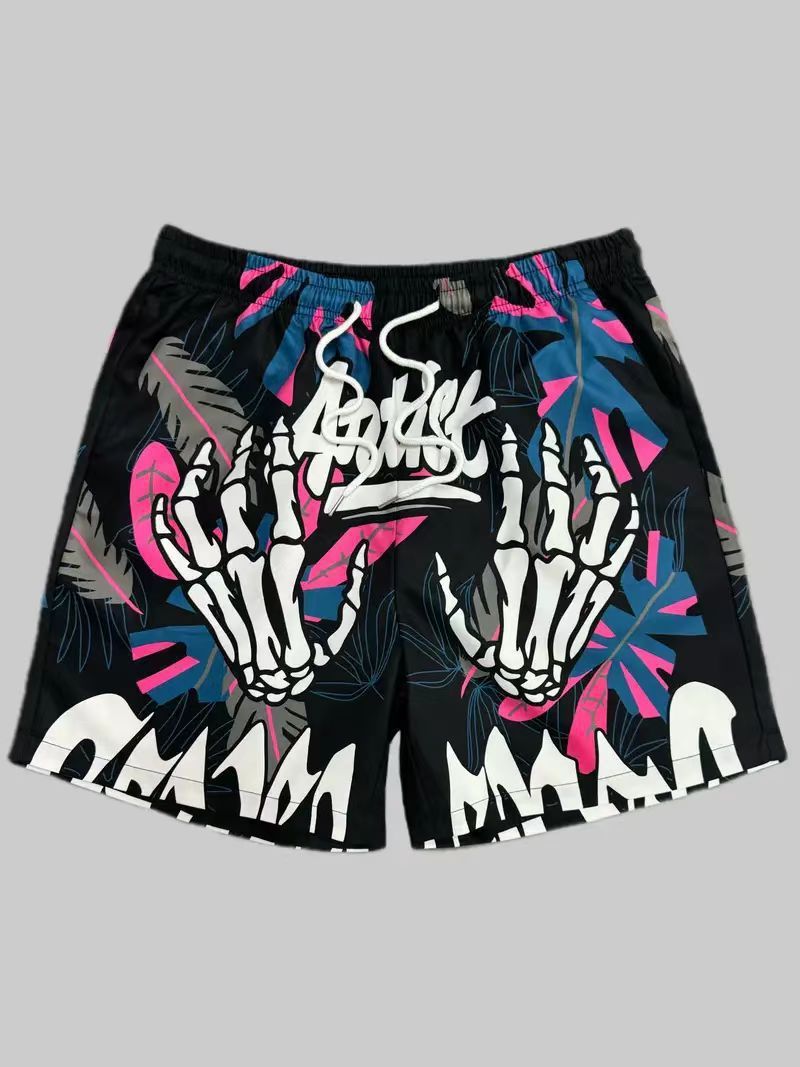 Premium Products Spring/summer Shorts, Men's 3D Digital Printed Handrack Pattern, Personalized Trendy Sports_voghion.com