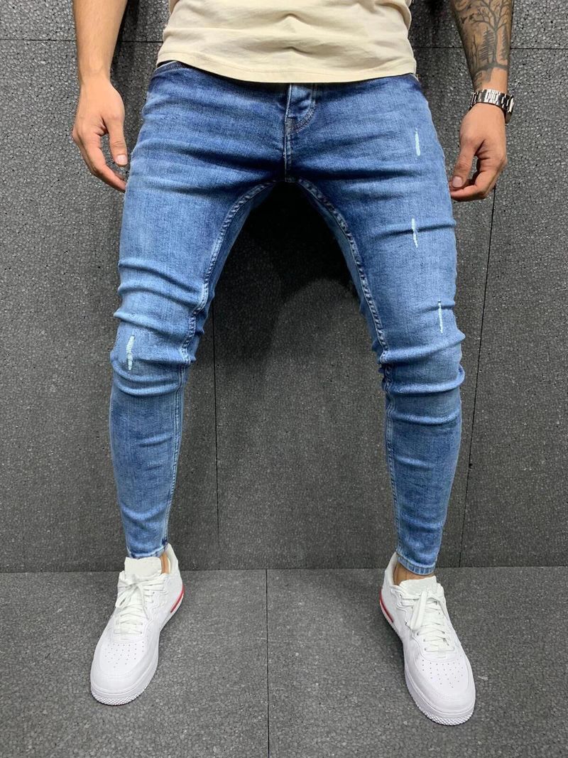 High-Quality Distressed Skinny Stretch Tight-Fitting Men's Jeans_voghion.com