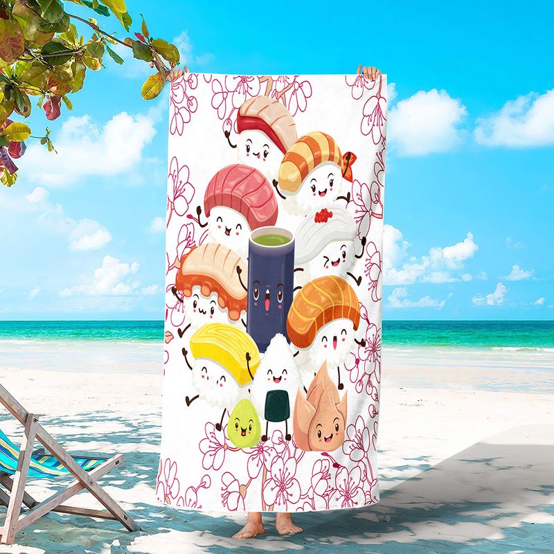 Toalha de praia de melancia estampada toalha de surf adulto cobertor absorvente à beira-mar xale_voghion.com
