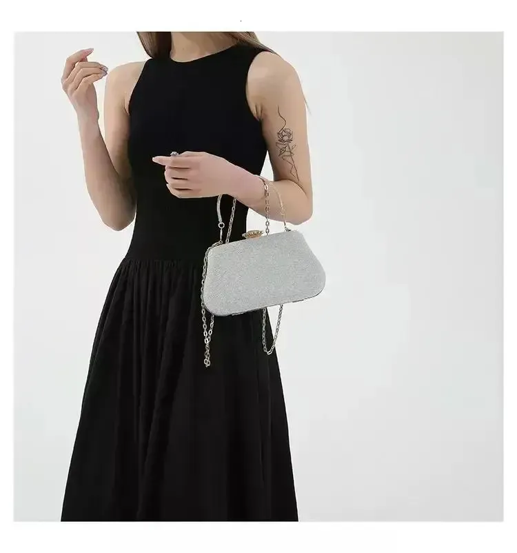 Borsa a tracolla con catena, pochette da donna, borsa da sera, festa, banchetto, glitter, per signore, matrimonio, 250529l_voghion.com