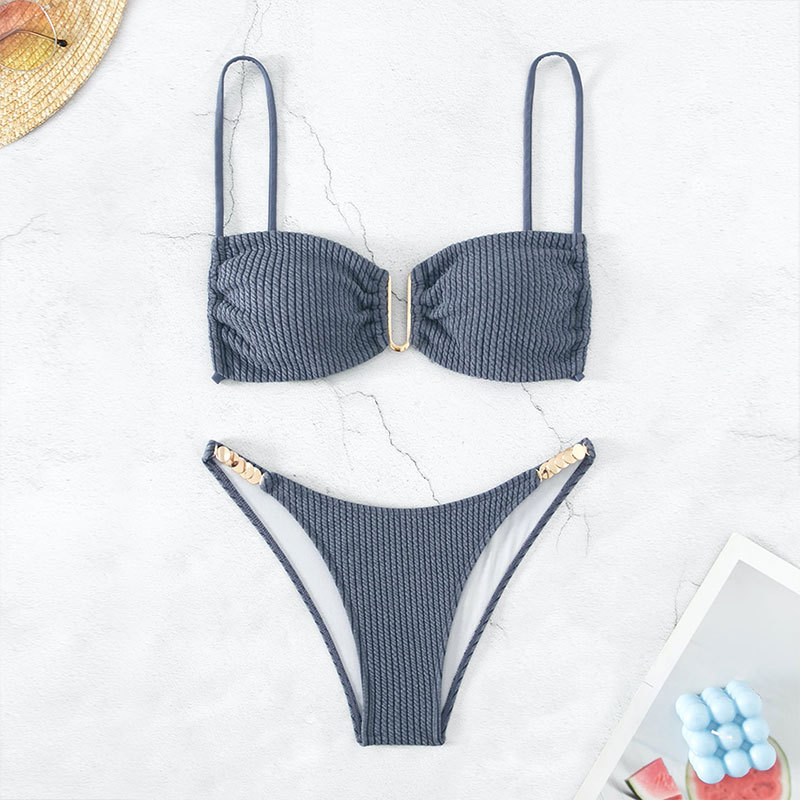 Îmbrăcăminte pentru femei, culoare solidă, cu blat tubular, bikini pentru plajă, triunghi, divizat, costum de baie pentru izvoare termale_voghion.com